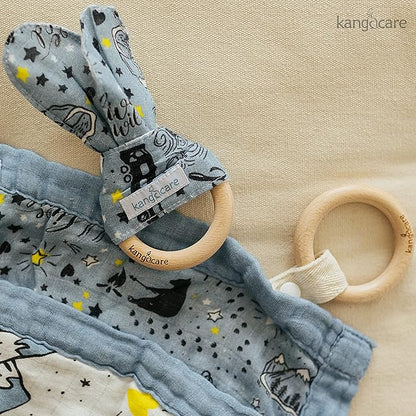 Kanga Care Baby Soft Muslin Sensory Crinkle Bunny Ear Wood
