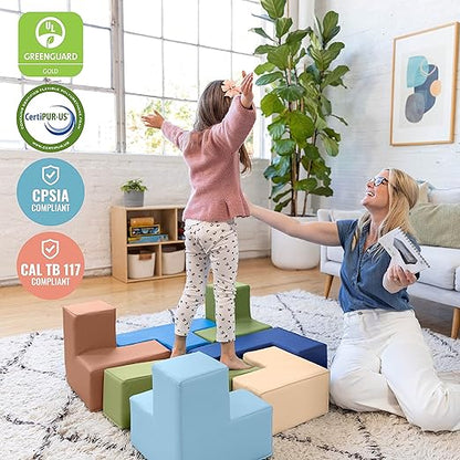 ECR4Kids SoftZone Brainy Building Blocks, Foam Puzzle 7-Piece