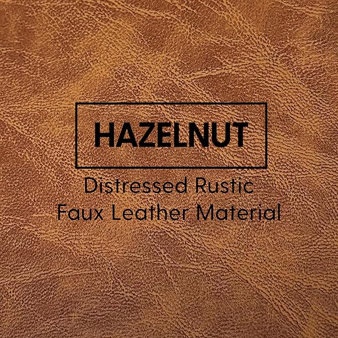 Factory Direct Partners 35" Rustic Western Bean Bag Chair; Distressed Faux Leather, Low to Ground for Reading, Playing Video Games and Relaxing; Flex Seating for Home and School - Hazelnut, 10478-322