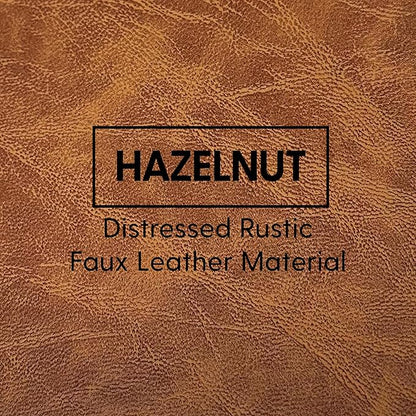 Factory Direct Partners 35" Rustic Western Bean Bag Chair; Distressed Faux Leather, Low to Ground for Reading, Playing Video Games and Relaxing; Flex Seating for Home and School - Hazelnut, 10478-322
