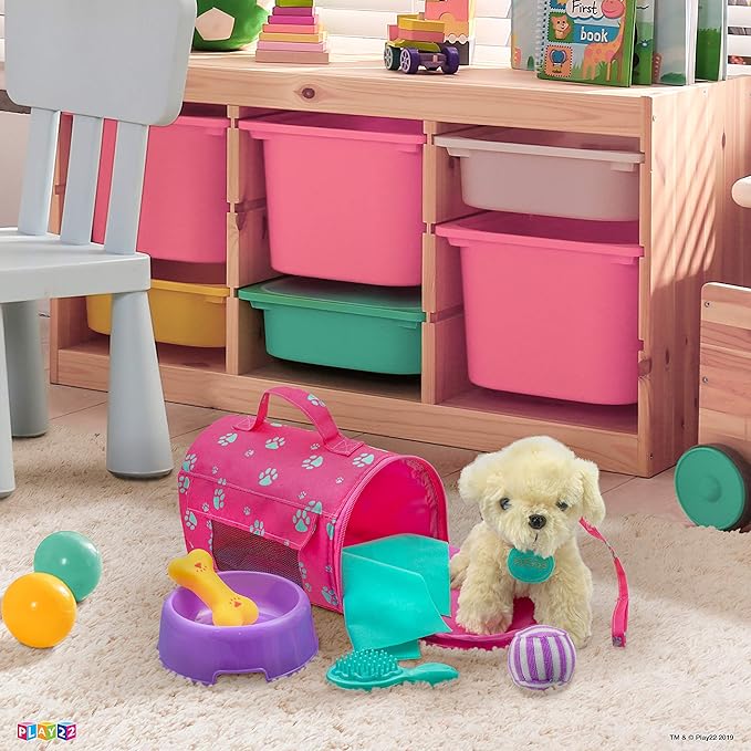 Play22 Plush Puppy Doll Set for Kids 9 PCS - Baby Doll Accessories 4 Year 18" Dolls,