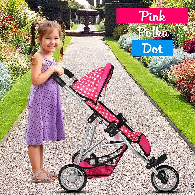 Fash N Kolor - Baby Doll Stroller with Adjustable Canopy & Toy Storage Basket