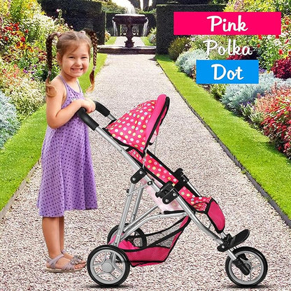 Fash N Kolor - Baby Doll Stroller with Adjustable Canopy & Toy Storage Basket