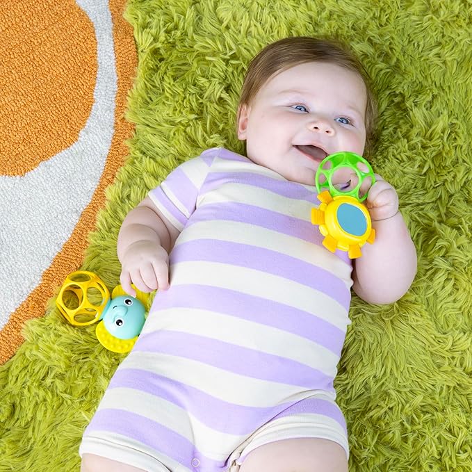 Bright Starts Soother Pals Easy-Grasp Teether Toys, 2-Pack Lion and Elephant Characters