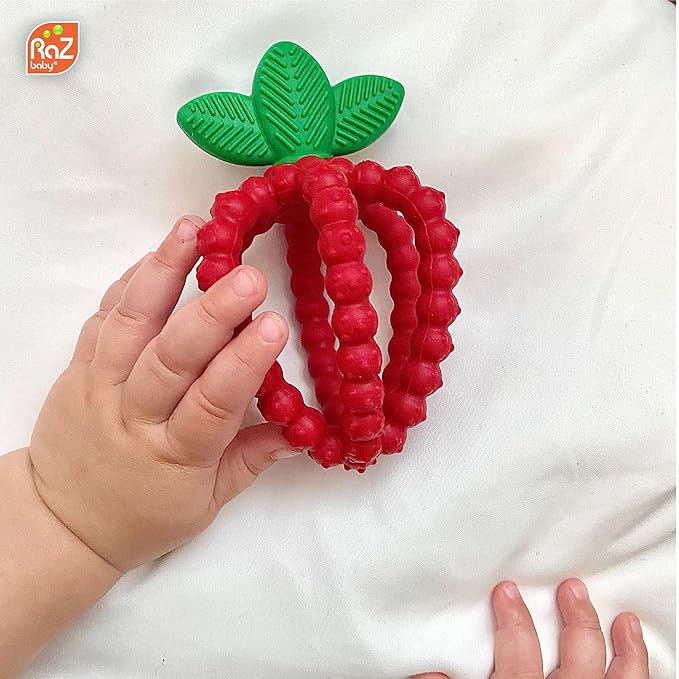 RaZbaby Silicone Infant & Baby Teething Toy, Textured BerryBumps Soothe Babies??Sore Gums 3M+ -
