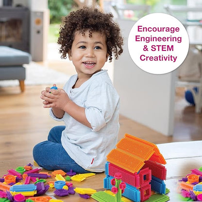 Edushape Magic Brix Interlocking Baby Building Blocks - 72 Pcs Toddler Blocks Interlocking Bricks in Reusable Storage 3-5 with