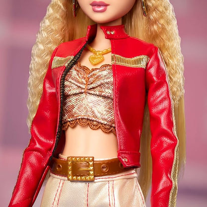 Barbie Signature My Scene Doll & Accessories, in Y2K-Inspired Outfit with Pleather Jacket, Flare Pants, Saddle Bag & Display Stand