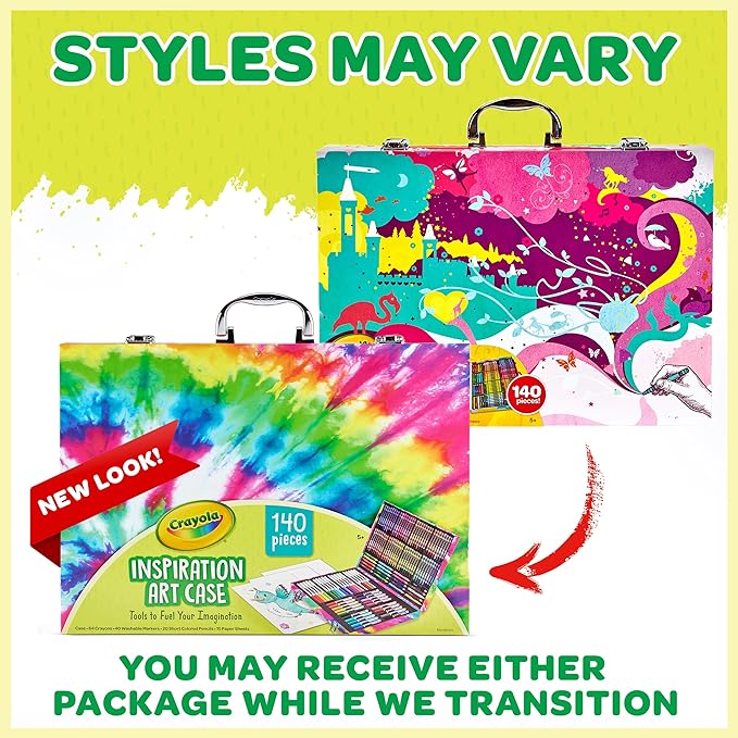 Crayola Inspiration Art Case Coloring Set - Tie-Dye (140ct), Art Set For Kids, Kids Art Supplies, Gift for Girls & Boys, Ages 5, 6, 7 [Amazon Exclusive]