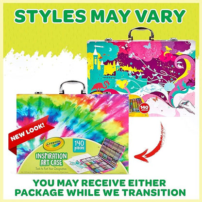 Crayola Inspiration Art Case Coloring Set - Tie-Dye (140ct), Art Set For Kids, Kids Art Supplies, Gift for Girls & Boys, Ages 5, 6, 7 [Amazon Exclusive]