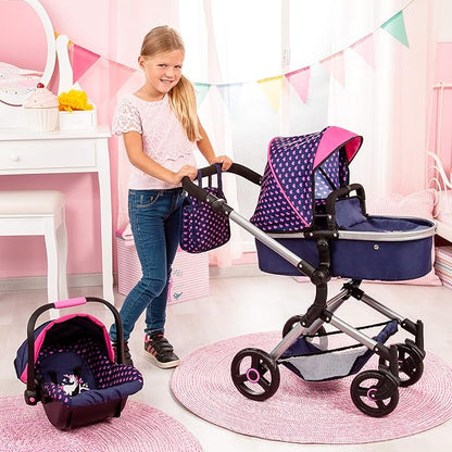 Bayer Design Baby Doll City Vario Pram, Blue Pink
