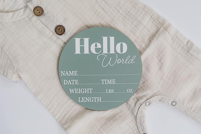 Hickory Hollow Designs - Baby Announcement Sign for Newborn Boys and Girls (Color Bases) 6" Circle