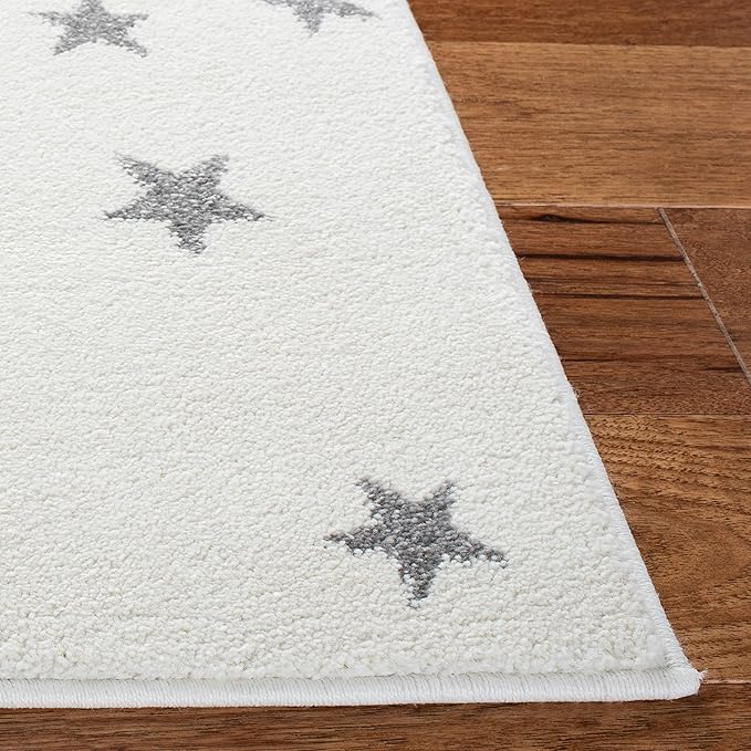 SAFAVIEH Carousel Kids Collection Area Rug - 6'7" x 9', Ivory & Grey, Non-Shedding & Easy Care, Ideal for High Traffic Areas for Boys & Girls in Playroom, Nursery, Bedroom (CRK135A)