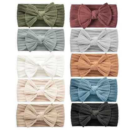 Niceye Pack of 10, Baby Girls Headbands with Bows Handmade