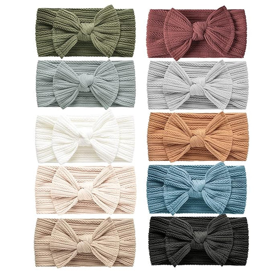 Niceye Pack of 10, Baby Girls Headbands with Bows Handmade