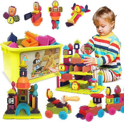 Bristle Blocks, STEM Interlocking Building Toys for Kids Ages 4-8 108 PCS 3D Building