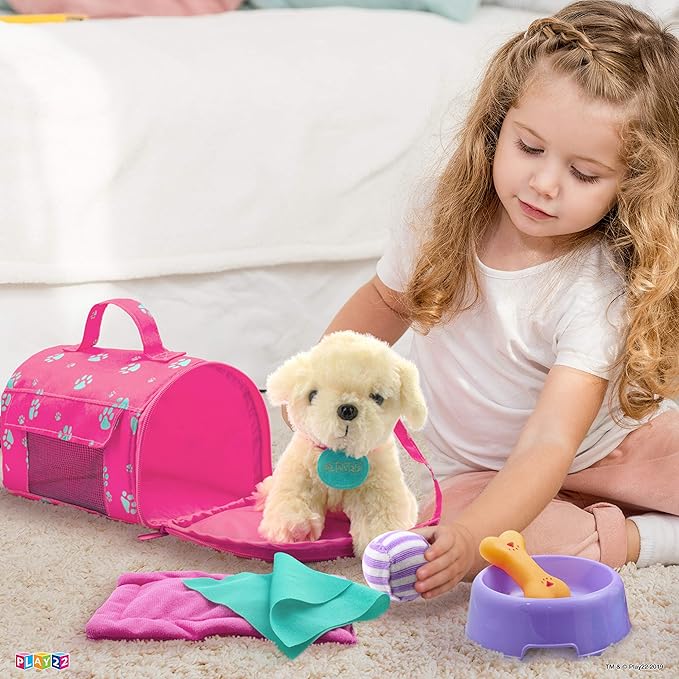 Play22 Plush Puppy Doll Set for Kids 9 PCS - Baby Doll Accessories 4 Year 18" Dolls,