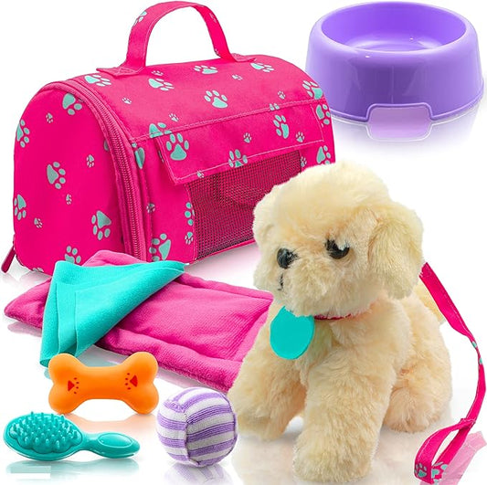 Play22 Plush Puppy Doll Set for Kids 9 PCS - Baby Doll Accessories 4 Year 18" Dolls,