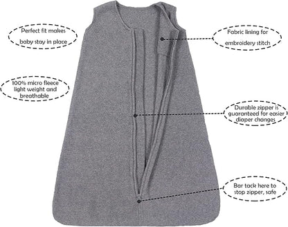 Belsden Micro-Fleece Baby Wearable Blanket 12-18M, Ultra Soft Cozy Safe Baby Sleep Bag and Sack Tog 1, Fit Infants Baby Boys Girls, Gray, Large