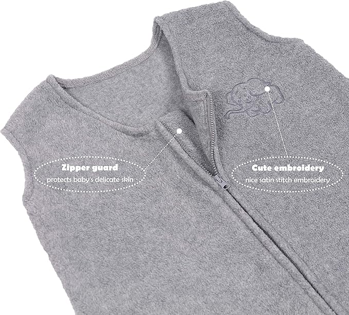 Belsden Micro-Fleece Baby Wearable Blanket 18-24M, Ultra Soft Cozy Safe Baby Sleep Bag and Sack Tog 1, Fit Infants Baby Boys Girls, Gray, X-Large