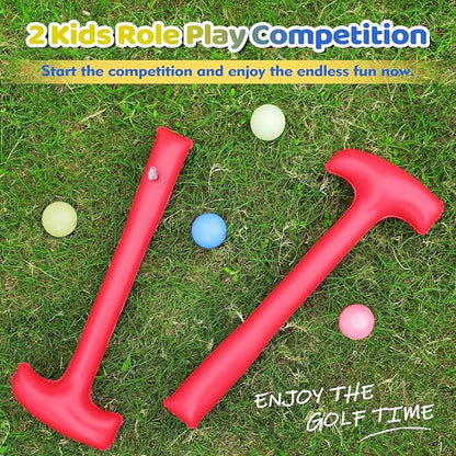ELEMARA Golf Toy for Inflatable Bounce House, with 2 Inflatable Golf Club and 4 Bobo Balls