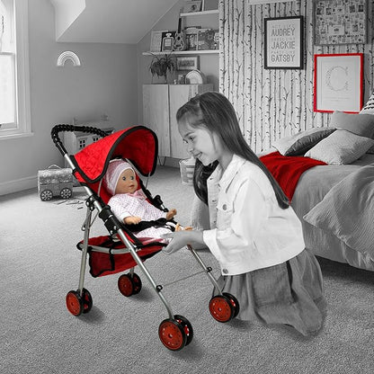 My First Baby Doll Stroller for Toddlers 3 Year Old Girls, Little Kids | Folding Baby Stroller for Dolls