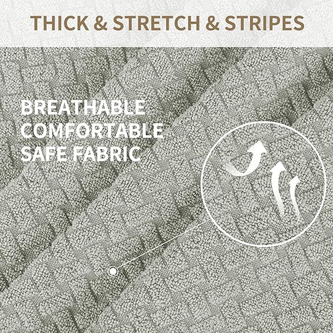 JIVINER 4-Piece Recliner Chair Covers Stretch Jacquard Covers for Recliner Chair Recliner Slipcovers for Living Room Soft Recliner Protector with Pocket (Recliner, Ivory)