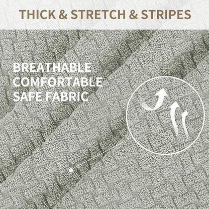 JIVINER 4-Piece Recliner Chair Covers Stretch Jacquard Covers for Recliner Chair Recliner Slipcovers for Living Room Soft Recliner Protector with Pocket (Recliner, Ivory)