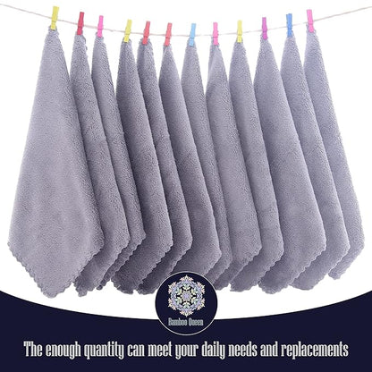 16 Pack Baby Washcloths - Luxury Coral Fleece Grey,10x10 Inch
