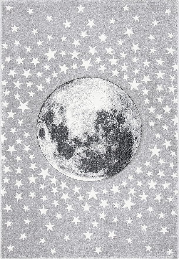 SAFAVIEH Carousel Kids Collection Area Rug - 8' x 10', Light Grey & White, Non-Shedding & Easy Care, Ideal for High Traffic Areas for Boys & Girls in Playroom, Nursery, Bedroom (CRK135F)