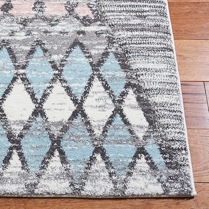 SAFAVIEH Carousel Kids Collection Accent Rug - 2'3" x 4', Grey & Pink, Boho Design, Non-Shedding & Easy Care, Ideal for High Traffic Areas for Boys & Girls in Playroom, Nursery, Bedroom (CRK117F)