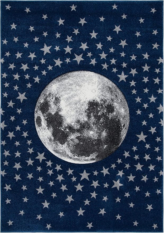 SAFAVIEH Carousel Kids Collection Accent Rug - 2'3" x 4', Navy & Grey, Non-Shedding & Easy Care, Ideal for High Traffic Areas for Boys & Girls in Playroom, Nursery, Bedroom (CRK135N)