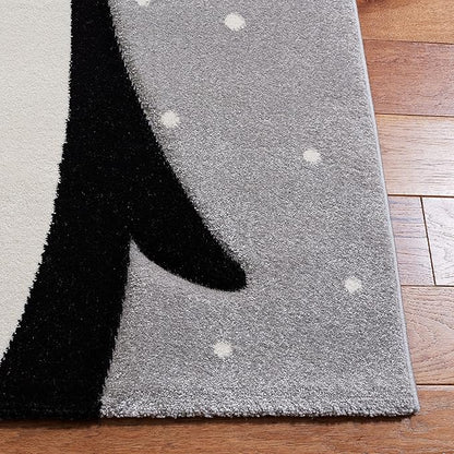 SAFAVIEH Carousel Kids Collection Accent Rug - 2' x 3', Light Grey & Black, Non-Shedding & Easy Care, Ideal for High Traffic Areas for Boys & Girls in Playroom, Nursery, Bedroom (CRK132F)