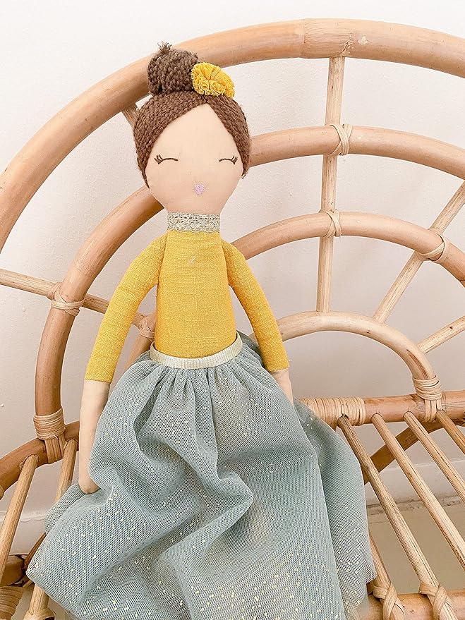 MON AMI Francesca Polynesian Princess Doll 22” Soft & Elegant Stuffed Plush Princess Doll, Use as Toy or Room Decor