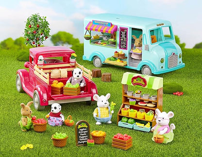 Li’l Woodzeez – Market Truck Playset with 2 Posable Doll Figures 3+