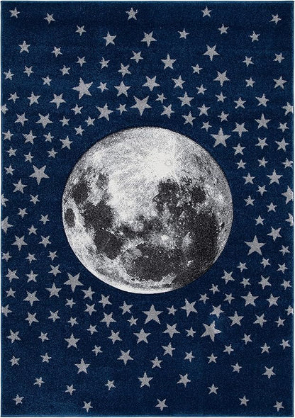 SAFAVIEH Carousel Kids Collection Accent Rug - 4' x 6', Navy & Grey, Non-Shedding & Easy Care, Ideal for High Traffic Areas for Boys & Girls in Playroom, Nursery, Bedroom (CRK135N)