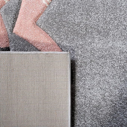 SAFAVIEH Carousel Kids Collection 3' Square Grey/Pink CRK163F Unicorn Non-Shedding Playroom Nursery Bedroom Area Rug