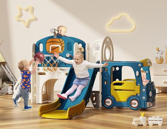 children on a slide